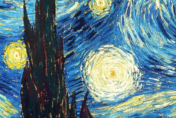 El ciprés y el cielo en remolino de La noche estrellada de Van Gogh